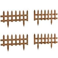 Outsunny Pack of 24 Wooden Plant Border Fence Garden Fixed Picket Fence Brown