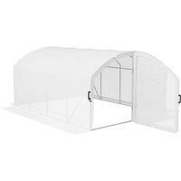 Outsunny Polytunnel Greenhouse w/ PE Cover 4x3x2m, White
