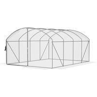 Outsunny Polytunnel Greenhouse Walk-in Grow House with UV-resistant PE Cover, Door, Galvanised Steel Frame, 4 x 3 x 2m, White