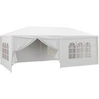 Outsunny 6 x 3 m Party Tent Wedding Gazebo Outdoor Waterproof PE Canopy Shade with 6 Removable Side Walls