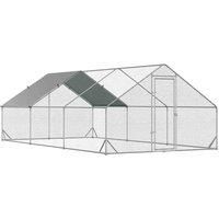PawHut Walk In Chicken Run w/ Cover 6 x 3 x 2m, Silver