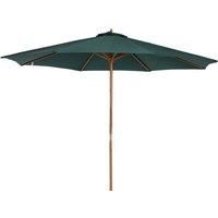 Outsunny 3(m) Wooden Patio Umbrella, Pulley Operated Garden Parasol with Rope Pulley Mechanism and 8 Ribs, Dark Green