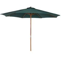 Outsunny Wooden Garden Parasol with Rope Pulley Mechanism and 8 Ribs Dark Green