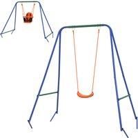 Outsunny 2 In 1 Metal Frame Nursery Swing w/ Comfortable Seat Safety Belt Orange