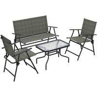 Outsunny 4pc Furniture Set w/ Table, Foldable Chairs - Brown
