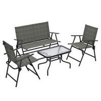 Outsunny Patio Furniture Set, Garden Set w/ Table, Foldable Chairs, a Loveseat