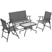 Outsunny 4pc Patio Furniture Set w/ Table, Foldable Chairs