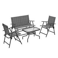 Outsunny Patio Furniture Set, Garden Set w/ Table, Foldable Chairs, a Loveseat