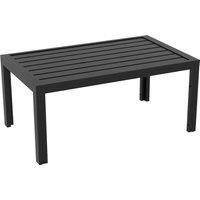 Outsunny Outdoor Side Table, Rectangular Patio Coffee Side Table with Steel Frame and Slat Tabletop for Garden, Balcony, Black