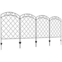 Outsunny 4PCs Decorative Garden Fencing 43in x 11.4ft Steel Border Edging Swirls