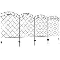 Outsunny 4PCs Decorative Garden Fencing 43in x 11.4ft Steel Border Edging Swirls