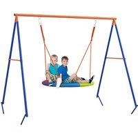 Outsunny Garden Swing Set, Kids Swing Nest, Swing Seat with A-Frame Structure, Child Swing for Outdoor Use - Multicoloured
