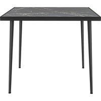 Outsunny Square Garden Table, Outdoor Dining Table for 4 with Marble Effect Tempered Glass Top and Steel Frame for Patio, Black