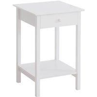 HOMCOM Wooden Bedside Table Cabinet W/ Drawer Shelf Storage End Side White Multipurpose Bedroom Night Stand