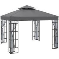 Outsunny 3 x 3(m) Patio Gazebo Canopy Garden Pavilion with 2 Tier Roof, Grey