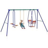 Outsunny 3 in 1 Garden Swing Set, Metal Kids Swing Set with Single Swing, Glider, Rocking Chair Swing, for Toddlers 3+ Years Old, Outdoor Playground, Orange