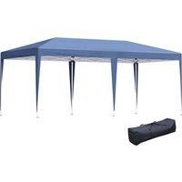 Outsunny Pop Up Gazebo, Double Roof Foldable Canopy Tent, Wedding Awning Canopy w/ Carrying Bag, 6 m x 3 m x 2.65 m, Blue