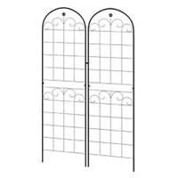 Outsunny Set of 2 Metal Trellis for Climbing Plants, Floral Design