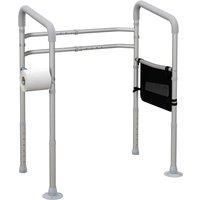 HOMCOM Adjustable Toilet Safety Frame With Additional Rubber Tips Storage