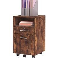Vinsetto Lockable Filing Cabinet for Home Office, Mobile File Cabinet with Wheels Hanging Bar for A4, Letter Size, Rustic Brown