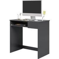 HOMCOM Compact Computer Desk with Keyboard Tray and Drawer, Study Desk, Writing Desk for Home Office, Grey