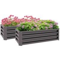 Outsunny Steel Raised Beds for Garden Set of 2, Outdoor Elevated Planter Box, Easy-to-assemble, for Growing Flowers, Herbs and Vegetables, Dark Grey