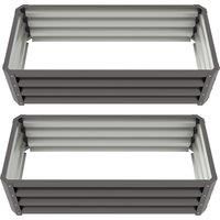 Outsunny Steel Raised Beds for Garden, Outdoor Planter Box, Set of 2, for Flowers, Herbs and Vegetables, Dark Grey