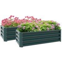 Outsunny 2pc Outdoor Planter Box, Galvanised Steel - Green