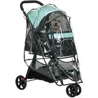 PawHut Dog Stroller for XS/S Dogs/Cats with Cover - Green