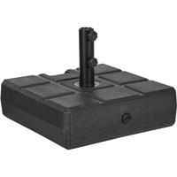 Outsunny 40kg Square Parasol Base with Wood Effect, 32mm, 38mm, 48mm Heavy Duty Plastic Umbrella Stand, Fillable Parasol Stand for Outdoor Patio Umbrella, Black