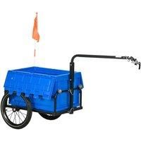 Homcom Bicycle Trailer With Foldable Storage Box And Pneumatic Tyres Blue