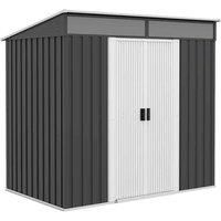 Outsunny 6.5 x 4ft Lockable Metal Shed w/ Foundation - Grey