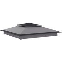 Outsunny Pop up Gazebo Cover, 2-Tier Gazebo Roof Replacement for 3.25m x 3.25m Frame, 30+ UV Protection, Grey