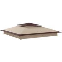 Outsunny Pop up Gazebo Cover, 2-Tier Gazebo Roof Replacement for 3.25m x 3.25m Frame, 30+ UV Protection, Beige