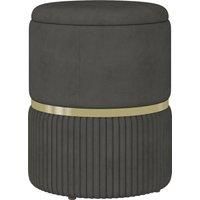 HOMCOM Round Ottoman Stool with Storage, Velvet-feel Fabric Upholstered Pouffe Foot Stool with Padded Seat and Hidden Space
