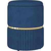 Round Storage Foot Stool, Velvet-feel Fabric Upholstered Pouffe
