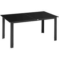Outsunny Dining Table for 6 w/ Glass Tabletop Black