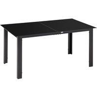 Outsunny Outdoor Dining Table for 6, Aluminium Rectangular Garden Table with Tempered Glass Tabletop for Yard, Deck, Patio, Black Aosom UK