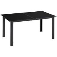 Outsunny Outdoor Dining Table for 6 Patio Table with Glass Tabletop Black