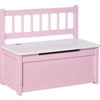 HOMCOM 2-IN-1 Wooden Toy Box Kids Seat Bench Storage Chest Cabinet Organizer with Safety Pneumatic Rod 60 x 30 x 50cm Pink