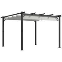 Outsunny 3x3(m) Pergola Gazebo Sun Shade Shelter Aluminium Garden Canopy, Grey