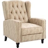 HOMCOM Studded Upholstered Reclining Armchair w/ Retractable Footrest Beige