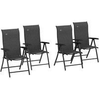 Outsunny Set Of 4 Outdoor Rattan Folding Chair Set - Grey
