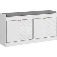 HOMCOM Shoe Storage Bench with 2 Flip Drawers - White