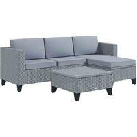 Outsunny 5pc Set w/ Corner Sofa/Table/Cushion - Grey