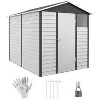 Outsunny 9'x6' Galvanised Metal Garden Shed - Grey
