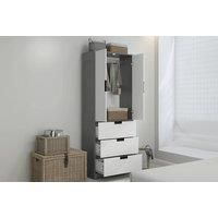 HOMCOM 2 Door Wardrobe, Modern Wardrobe with 3 Drawers and Hanging Rod for Bedroom, Grey