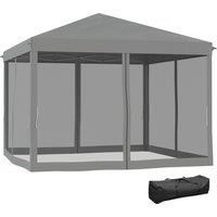 Outsunny 3 x 3 m Pop Up Gazebo, Garden Tent with Removable Mesh Sidewall Netting, Carry Bag for Backyard Patio Outdoor Light Grey