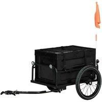 Homcom Bicycle Trailer With 65L Foldable Storage Box And Pneumatic Tyres Black