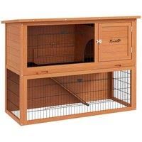 Rabbit Hutch Orange Fir Wood Steel Wire 120L x50W x92Hcm Outdoor 1-2 Rabbits